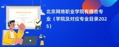 北京网络职业学院有哪些专业(学院及对应专业目录2025)