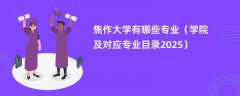 焦作大学有哪些专业（学院及对应专业目录2025）