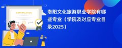 洛阳文化旅游职业学院有哪些专业(学院及对应专业目录2025)