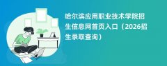 哈尔滨应用职业技术学院招生信息网首页入口(2026高考招生查询)