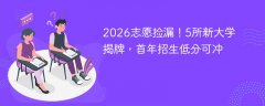 2026志愿捡漏！5所新大学揭牌，首年招生低分可冲